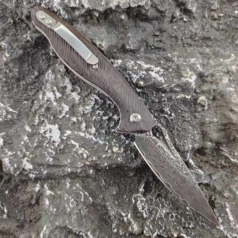 VG10 Damascus Seahorse Folding Knife