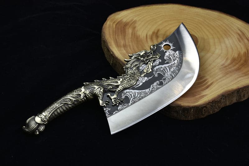 Chivalry Knife Bone Cutting Knife Green Dragon Full Brass Handle