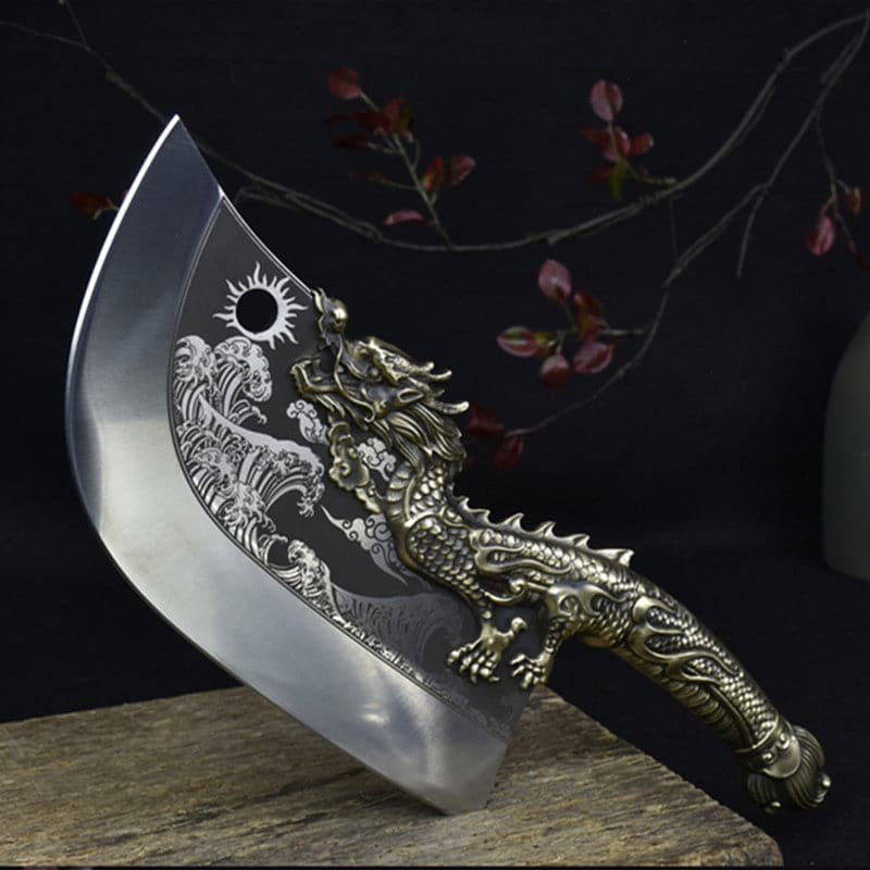Chivalry Knife Bone Cutting Knife Green Dragon Full Brass Handle