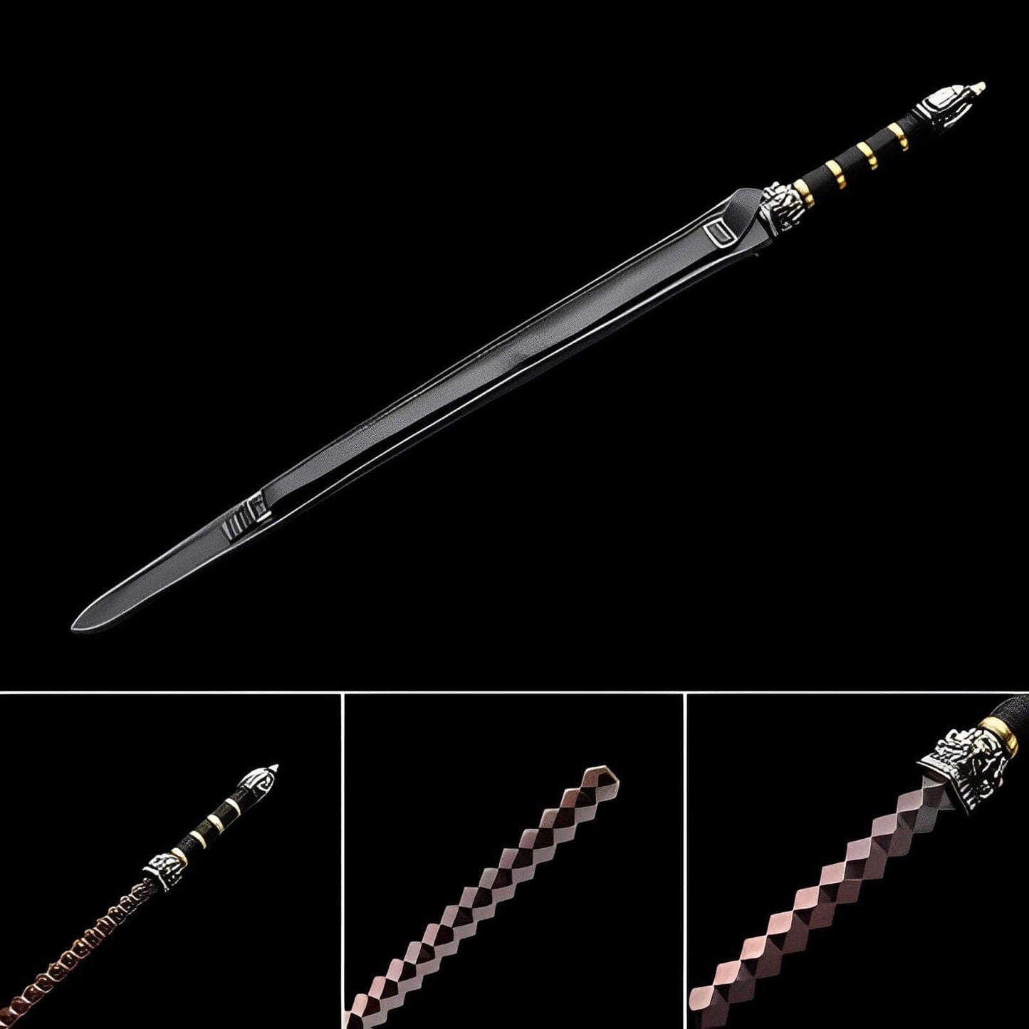 Hand Forged Gold Steel Sword breaker Damascus Steel