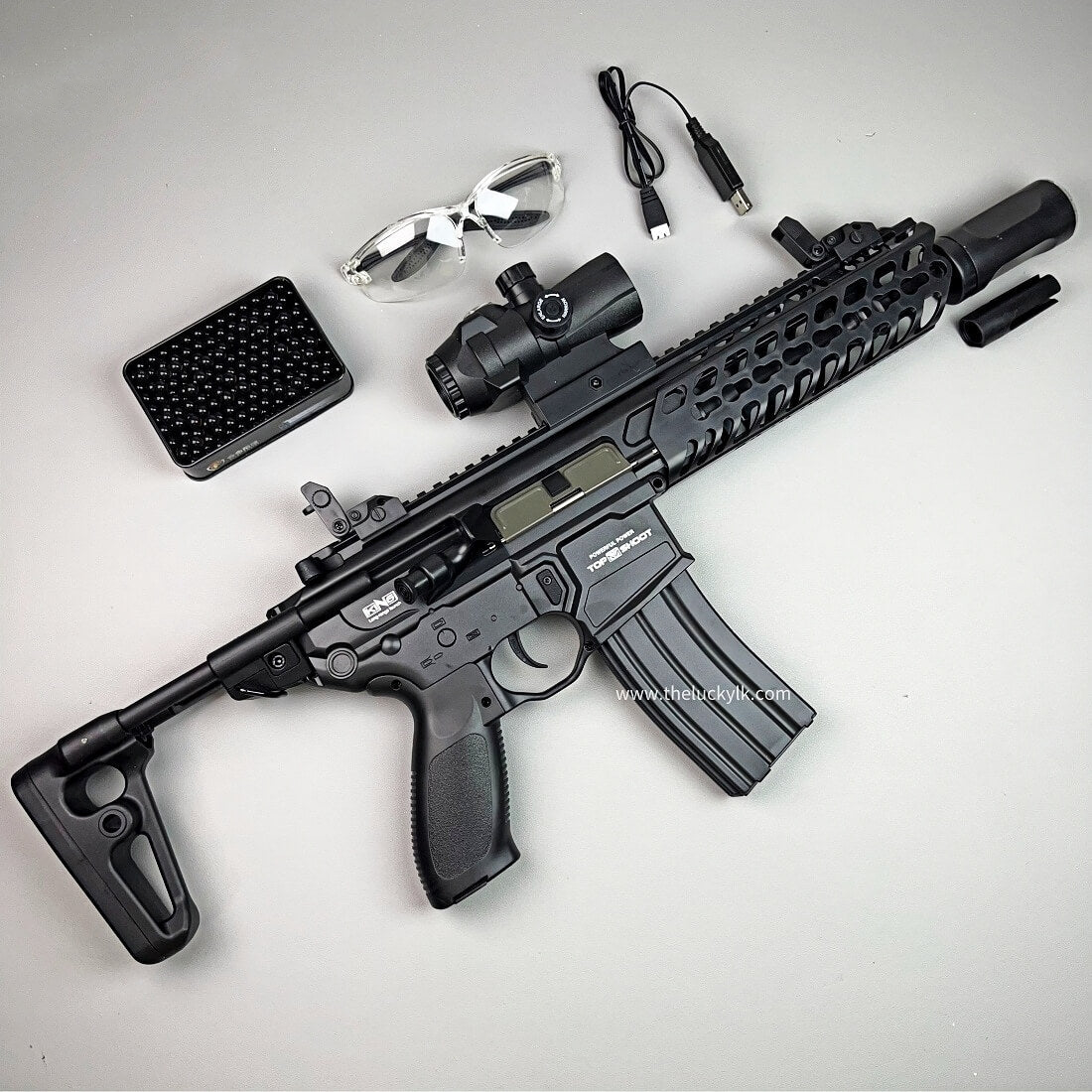 Exquisite Engraving MCX Gel Blaster High Rate of Fire  Smooth Shooting With 7 Colors of Lighted Silencer