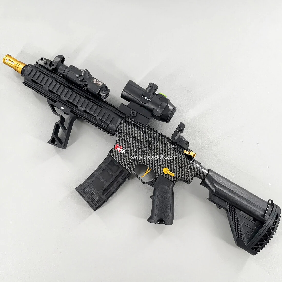 Carbon Fiber Gold Embellished M416 Gel Blaster