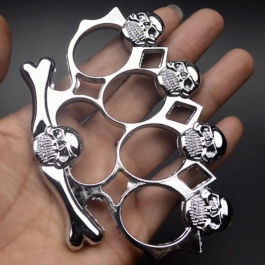 Strong Metal Brass Knuckle Duster Skull Style Four Finger Tiger Outdoor Camping Safety Defense Pocket EDC Tool
