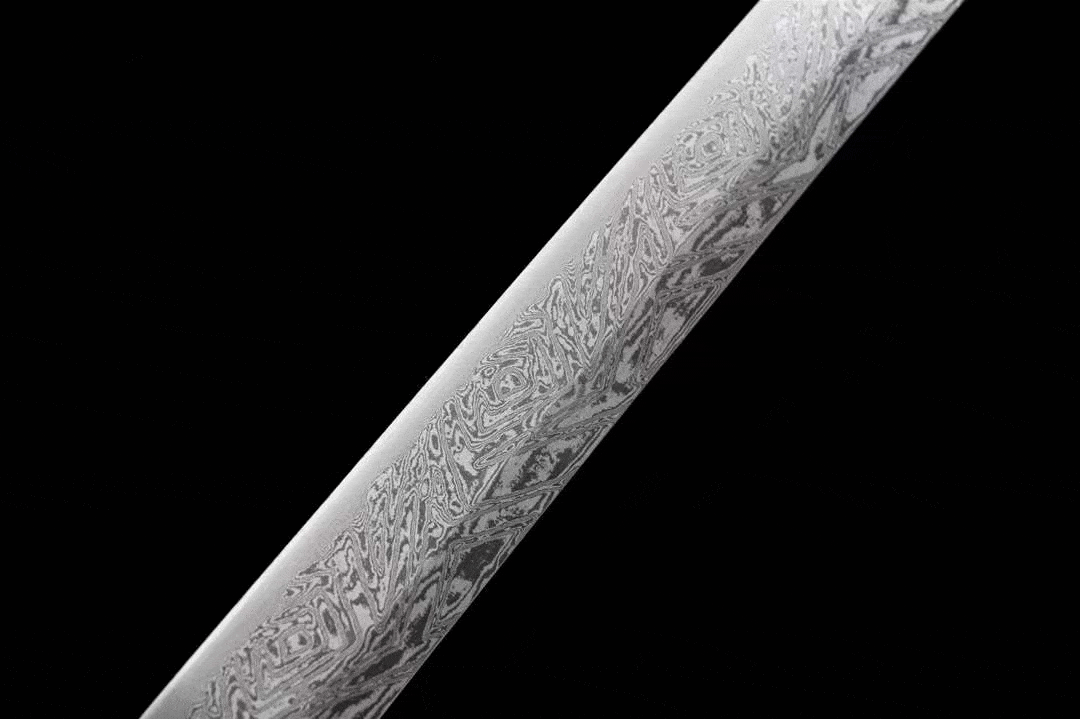 Damascus Samurai Katana [Silver Dragon Fighting Sword]