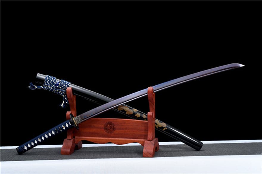 Hand Forged Japanese Samurai Katana Bitter Cold Fragrance Pattern Steel Blue Blade