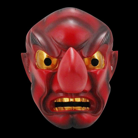 Hand-Made Japanese Hannya Red Tengu Resin Oni Mask