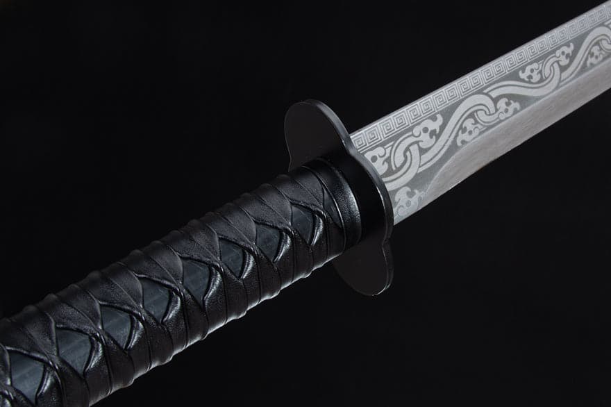 Handmade High Manganese Steel Ink Dragon Chinese Sword With black Sheath