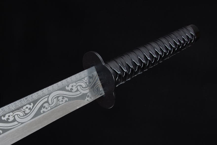 Handmade High Manganese Steel Ink Dragon Chinese Sword With black Sheath