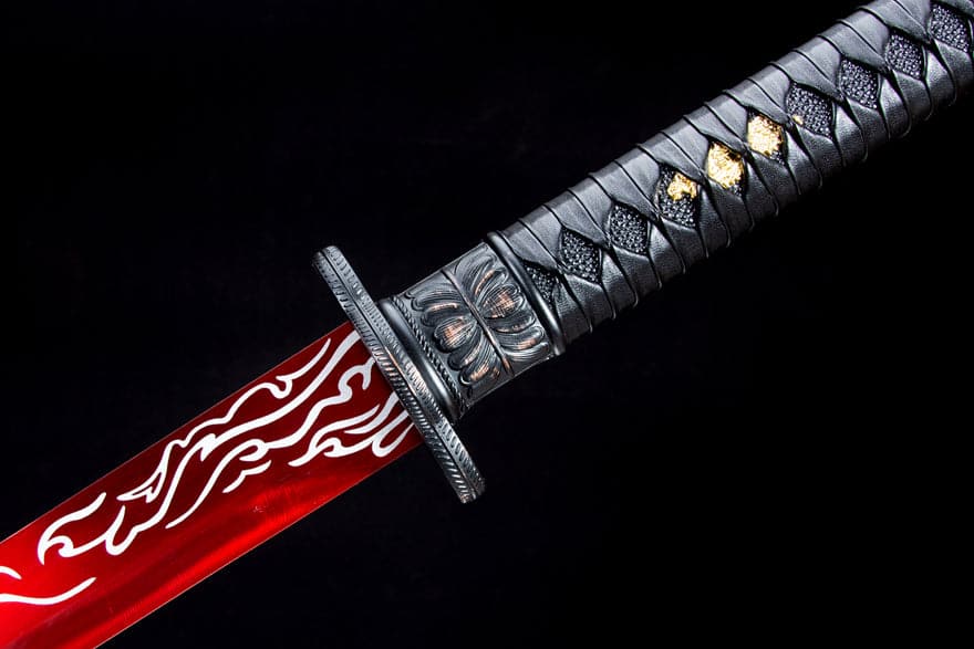 Handmade High Manganese Steel Red Flame Chinese Sword With Red Blade