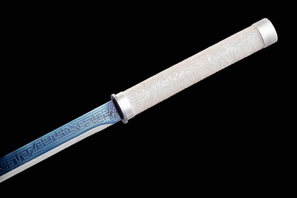 Handmade High Manganese Steel Whitefish Chinese Sword With Baked Blue Blade