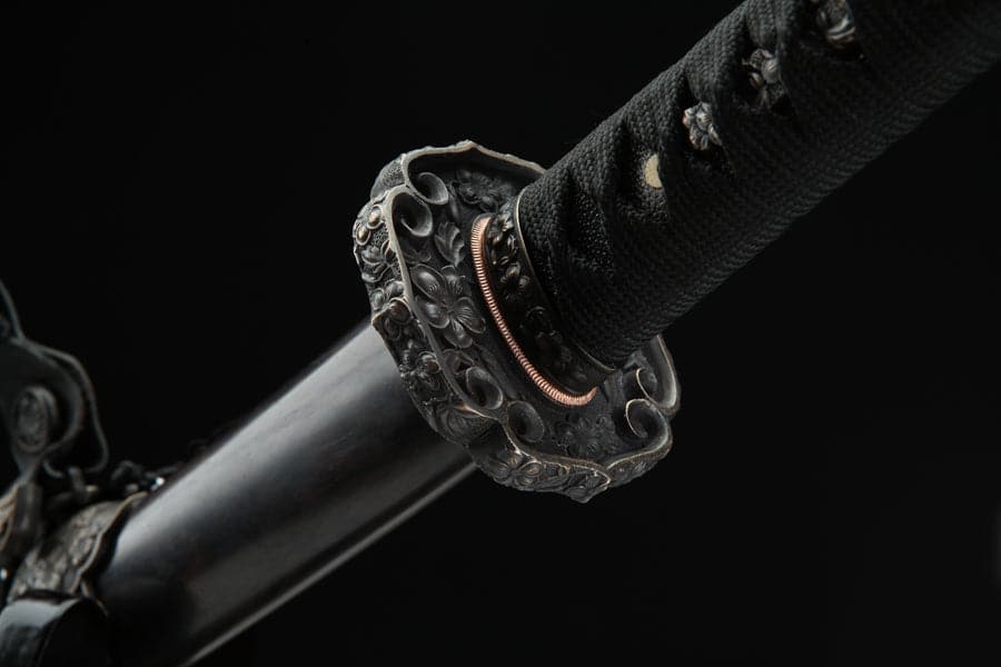 Handmade Japanese Tachi Odachi Sakura Pattern Steel High Ebony
